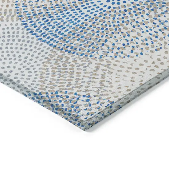 Ivory Blue And Taupe Polka Dot Washable Indoor Outdoor Area Rug Photo 4