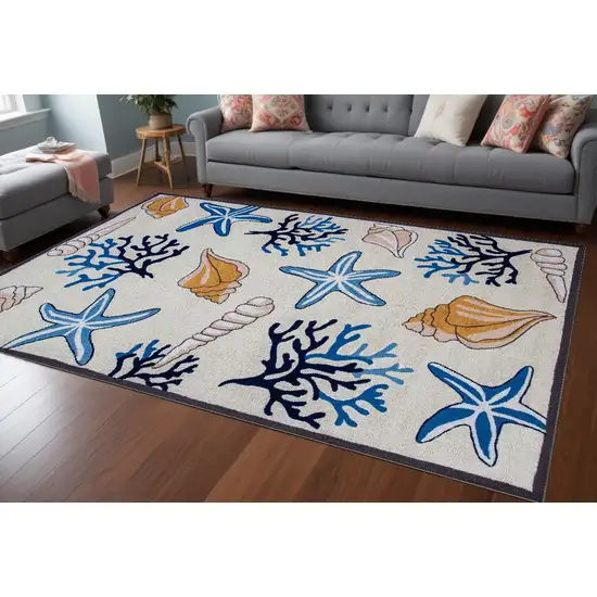 90 X 114 Ivory  Polyester Rug Photo 1