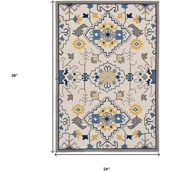 Ivory Polypropylene Accent Rug Photo 3