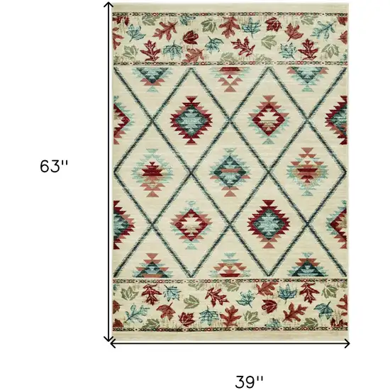 Ivory Polypropylene Rug Photo 3