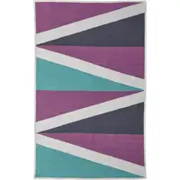 Photo of Ivory Purple and Green Geometric Power Loom Area Rug