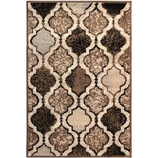 Ivory Quatrefoil Power Loom Distressed Stain Resistant Area Rug Photo 1