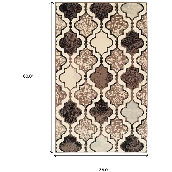 Ivory Quatrefoil Power Loom Distressed Stain Resistant Area Rug Photo 8