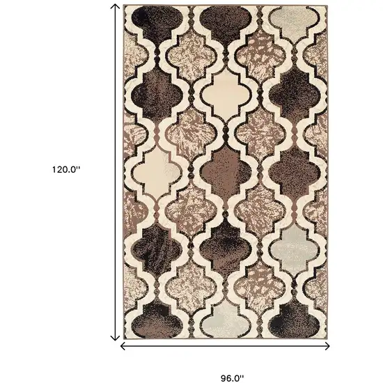 Ivory Quatrefoil Power Loom Distressed Stain Resistant Area Rug Photo 8