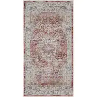 Photo of Ivory Red And Brown Floral Distressed Area Rug