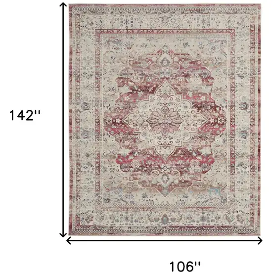 Ivory Red And Brown Floral Distressed Non Skid Area Rug Photo 3