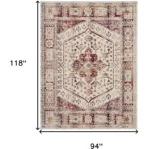 Photo of Ivory Red And Orange Floral Distressed Non Skid Area Rug