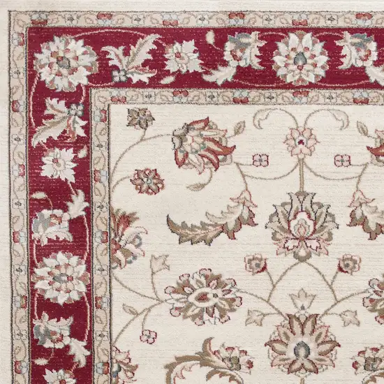 Ivory Red Floral Indoor Area Rug Photo 3