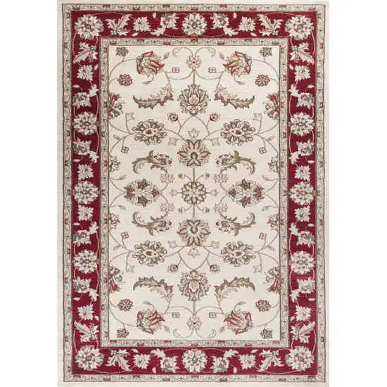 3'X5' Ivory Red Floral Indoor Area Rug Photo 6