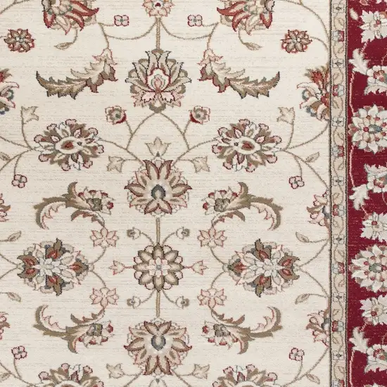 Ivory Red Floral Indoor Area Rug Photo 7