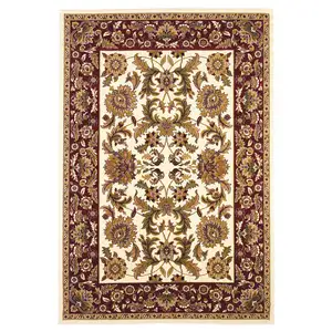 Photo of Ivory Red Machine Woven Floral Traditional Indoor Area Rug