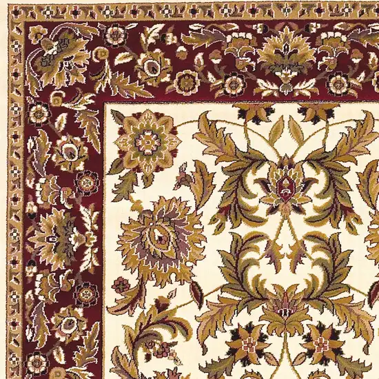 Ivory Red Machine Woven Floral Traditional Indoor Area Rug Photo 3