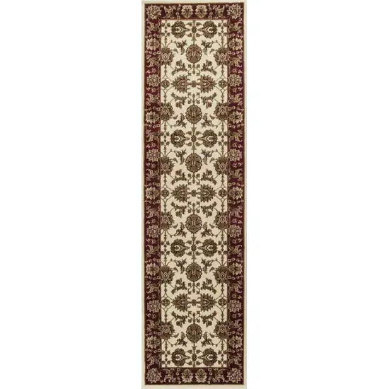 Ivory Red Machine Woven Floral Traditional Indoor Area Rug Photo 4