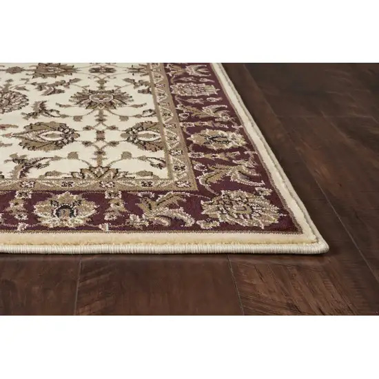 Ivory Red Machine Woven Floral Traditional Indoor Area Rug Photo 5