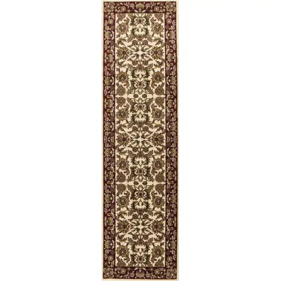 Ivory Red Machine Woven Floral Traditional Indoor Area Rug Photo 4