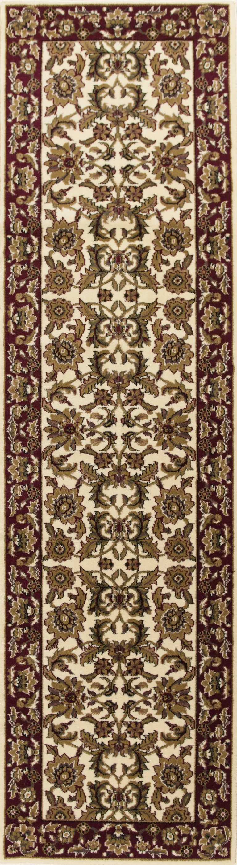 Ivory Red Machine Woven Floral Traditional Indoor Area Rug Photo 4