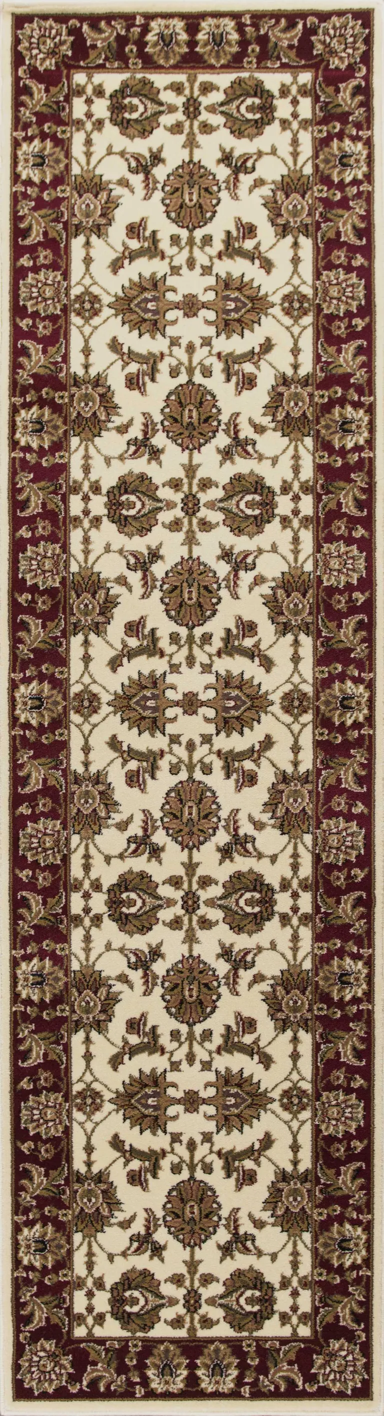 Ivory Red Machine Woven Floral Traditional Indoor Area Rug Photo 4