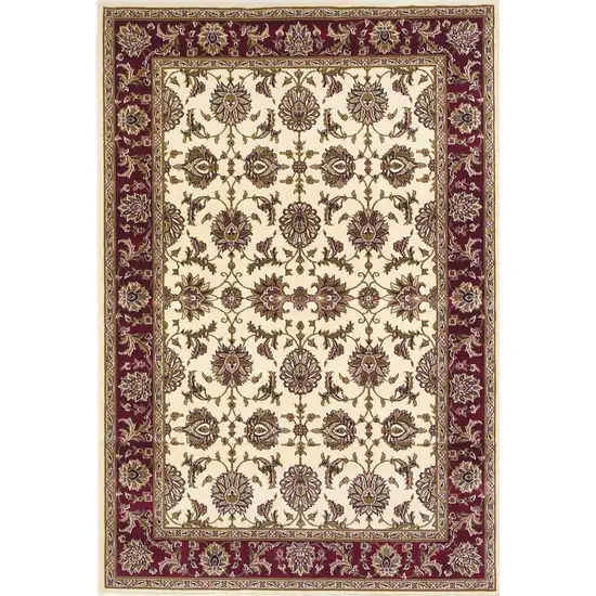 Ivory Red Machine Woven Floral Traditional Indoor Area Rug Photo 1