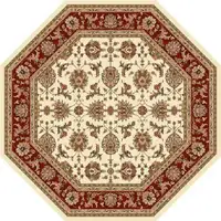 Photo of Ivory Red Machine Woven Traditional Octagon Indoor Area Rug