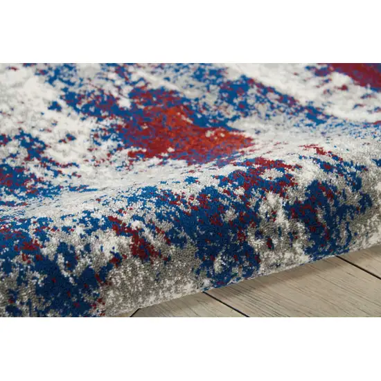 Ivory Red and Blue Abstract Area Rug Photo 5