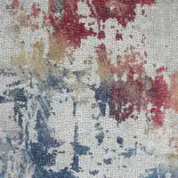 Photo of Ivory Red and Blue Abstract Distressed Non Skid Area Rug