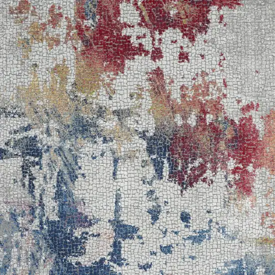 Ivory Red and Blue Abstract Distressed Non Skid Area Rug Photo 8