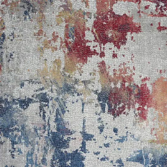 Ivory Red and Blue Abstract Distressed Non Skid Area Rug Photo 9