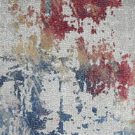 Ivory Red and Blue Abstract Distressed Non Skid Area Rug Photo 8