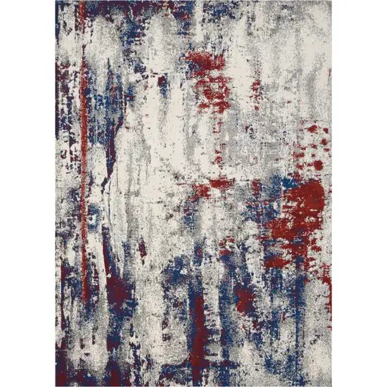 Ivory Red and Blue Abstract Non Skid Area Rug Photo 6