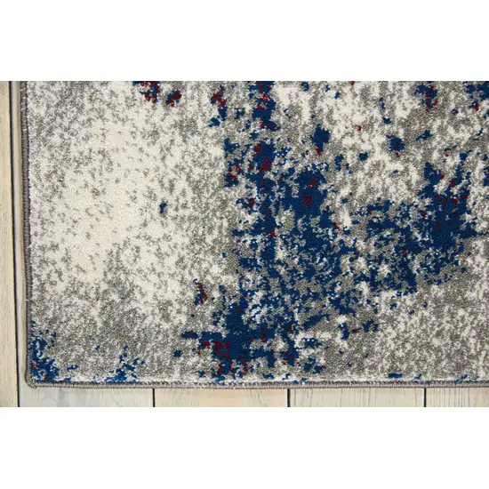 Ivory Red and Blue Abstract Non Skid Area Rug Photo 4