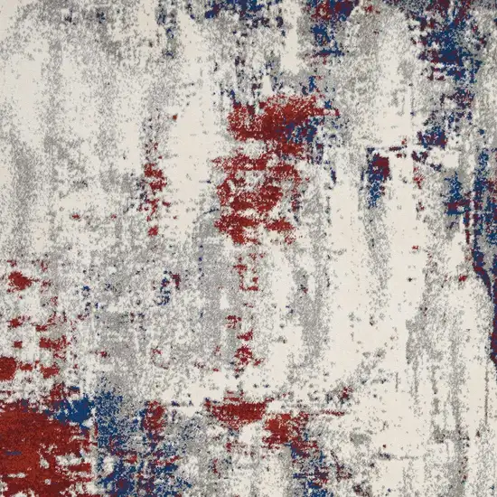 Ivory Red and Blue Abstract Non Skid Area Rug Photo 6