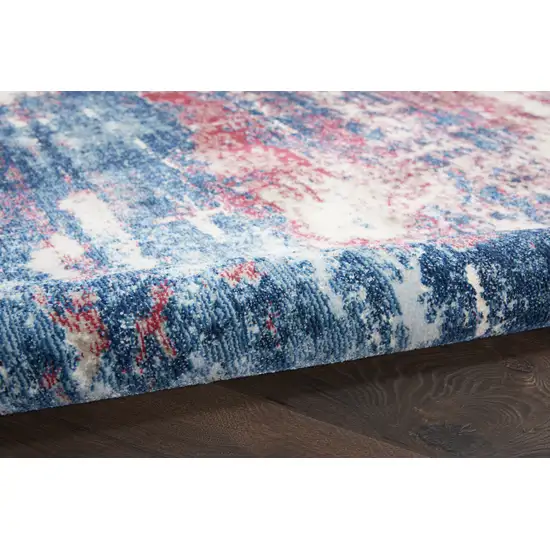 Ivory Red and Blue Abstract Non Skid Area Rug Photo 7