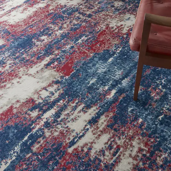 Ivory Red and Blue Abstract Non Skid Area Rug Photo 8