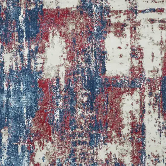 Ivory Red and Blue Abstract Non Skid Area Rug Photo 9