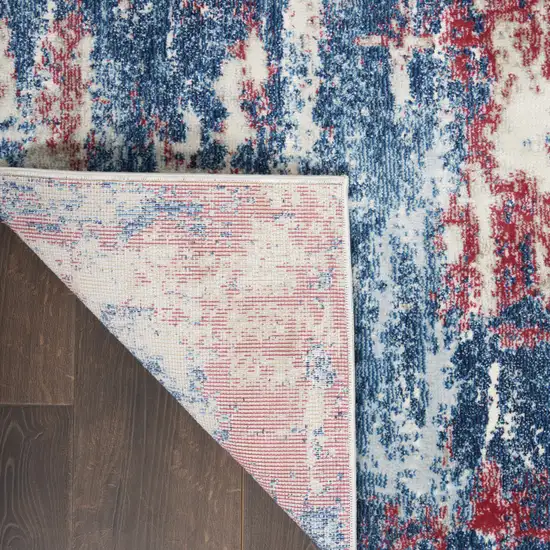 Ivory Red and Blue Abstract Non Skid Area Rug Photo 6