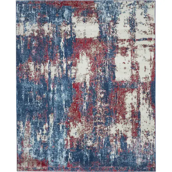 Ivory Red and Blue Abstract Non Skid Area Rug Photo 2