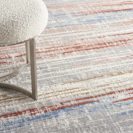 Ivory Red and Blue Abstract Non Skid Area Rug Photo 9