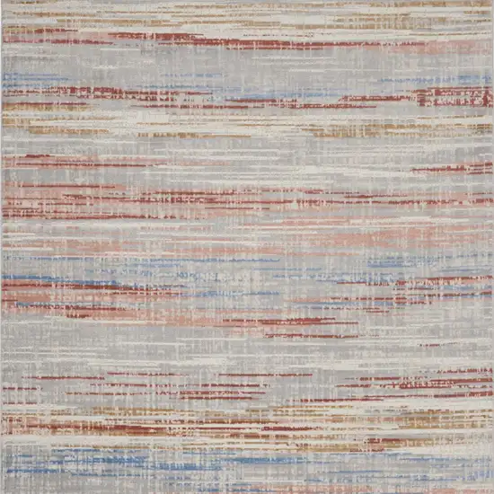 Ivory Red and Blue Abstract Non Skid Area Rug Photo 8