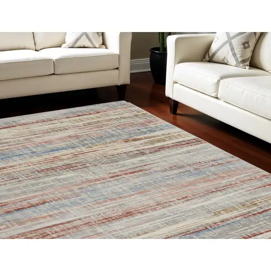 Ivory Red and Blue Abstract Non Skid Area Rug Photo 1