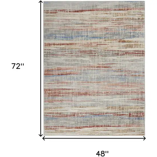 Ivory Red and Blue Abstract Non Skid Area Rug Photo 3