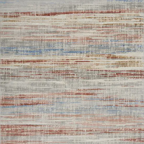 Ivory Red and Blue Abstract Non Skid Area Rug Photo 7