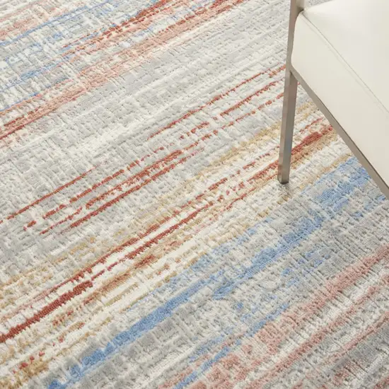 Ivory Red and Blue Abstract Non Skid Area Rug Photo 9