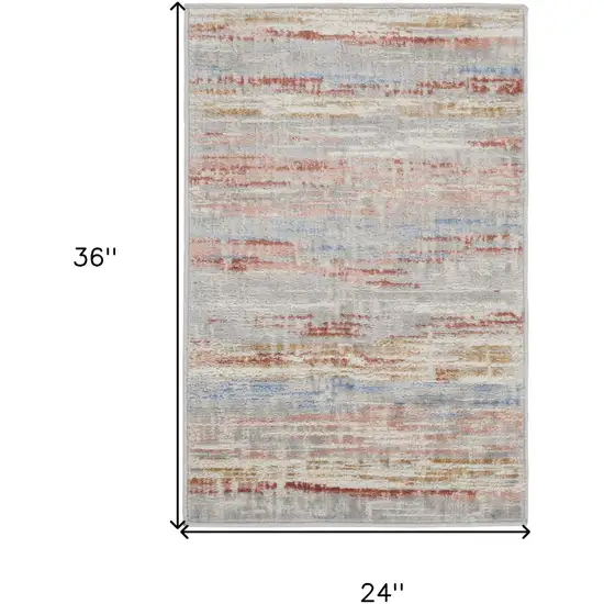 Ivory Red and Blue Abstract Non Skid Area Rug Photo 3