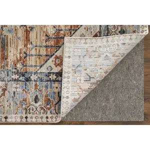 Photo of Ivory Red and Blue Abstract Power Loom Worn Faded Area Rug