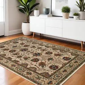 Photo of Ivory Red and Blue Floral Area Rug