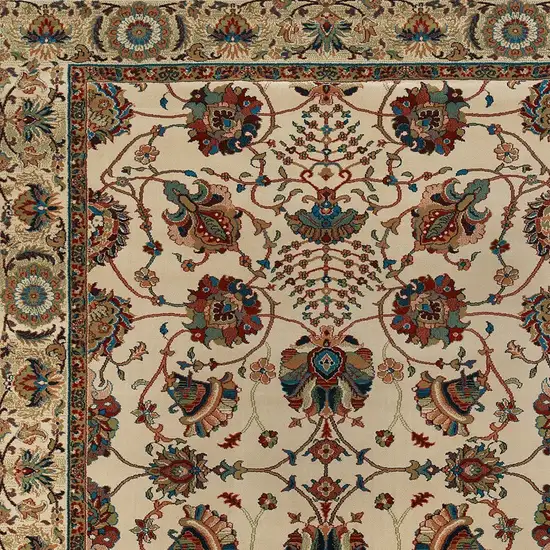 Ivory Red and Blue Floral Area Rug Photo 4