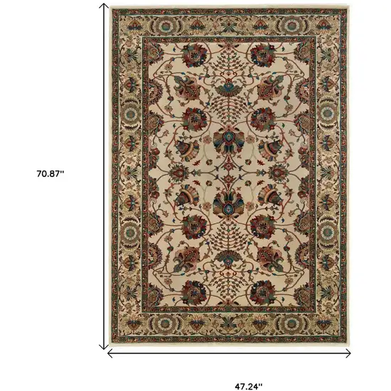 Ivory Red and Blue Floral Area Rug Photo 3