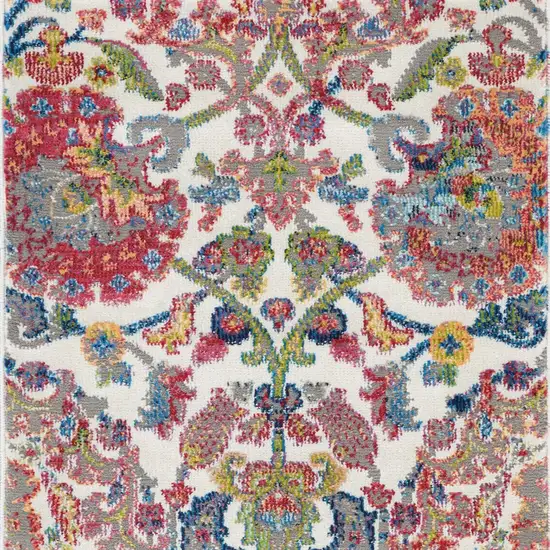 Ivory Red and Blue Floral Distressed Non Skid Area Rug Photo 8