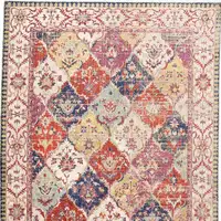 Photo of Ivory Red and Blue Floral Power Loom Area Rug