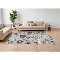 Photo of Ivory Red and Blue Floral Power Loom Area Rug